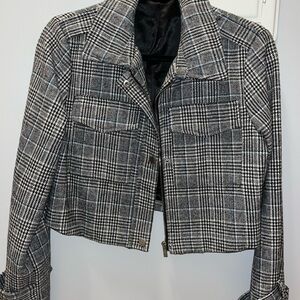Plaid Women's Jacket S - Black and Gray